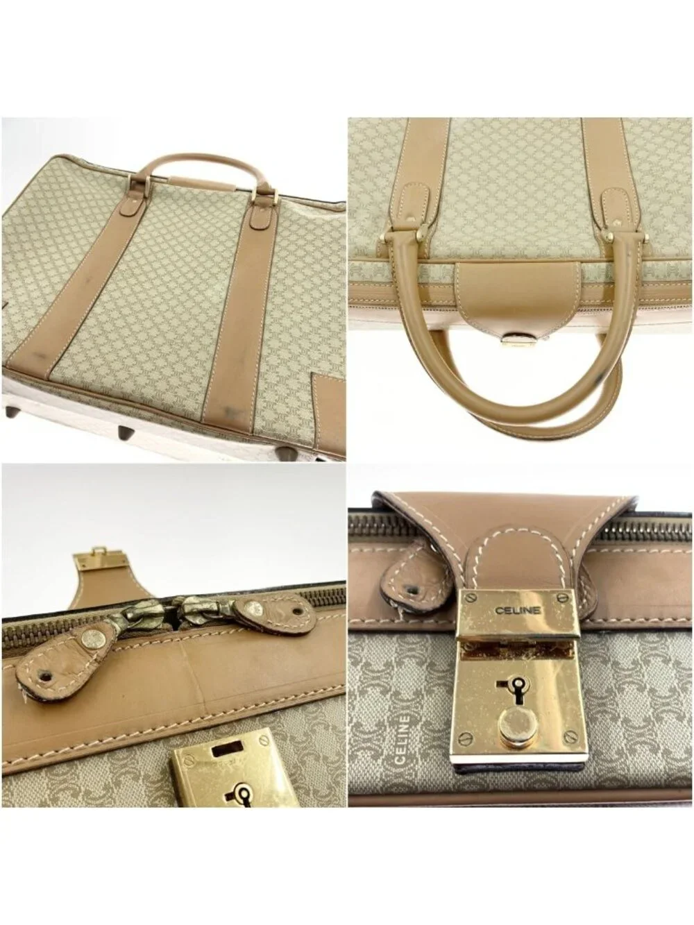 Celine Macadam Travel Bag Suitcase Light Brown